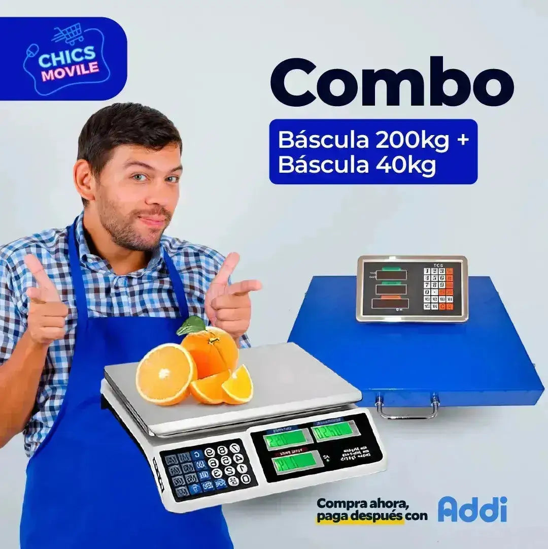 Combo De Balanzas Negocio Balanza Bascula Inalambrica 200kg + Balanza Liquidadora Electrónica 40kg Digital Gramo En Gramo ⚖️ - Chics Movile