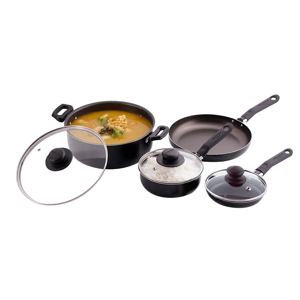 Combo: Batería Antiadherente 7 Piezas + Olla a Presión 13L UNIVERSAL