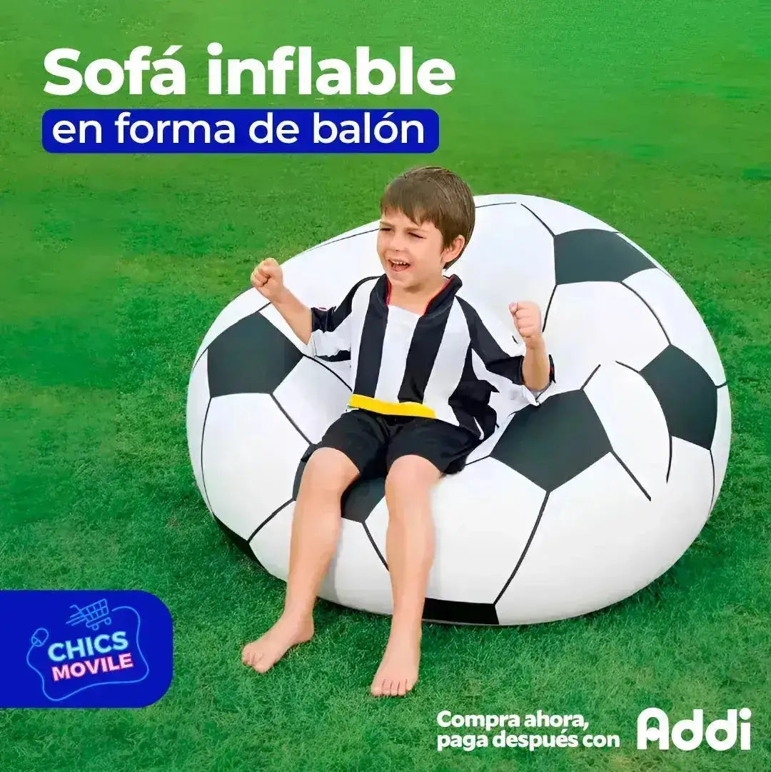 Sillón Inflable Puff Pelota Football Intex Color Blanco ⚽🤾🏻 - Chics Movile