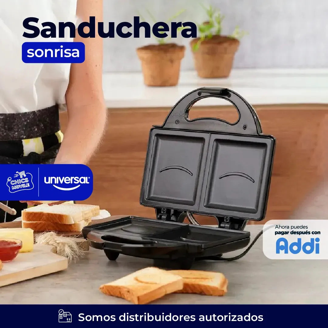 Sanduchera Universal 2 Puestos Aliada Antiadherente Color Negro 110V - Chics Movile