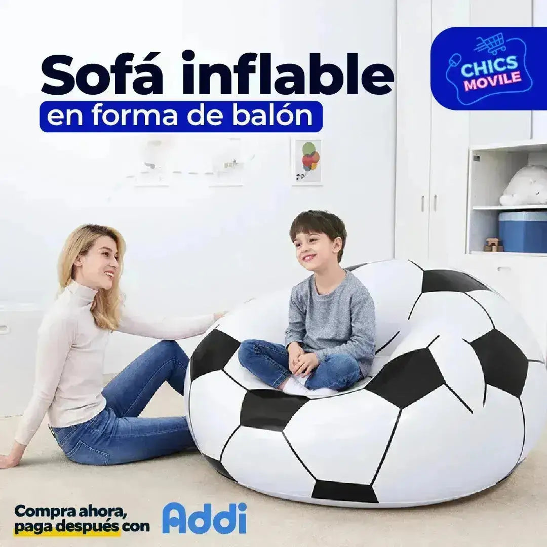 Sillón Inflable Puff Pelota Football Intex Color Blanco ⚽🤾🏻 - Chics Movile