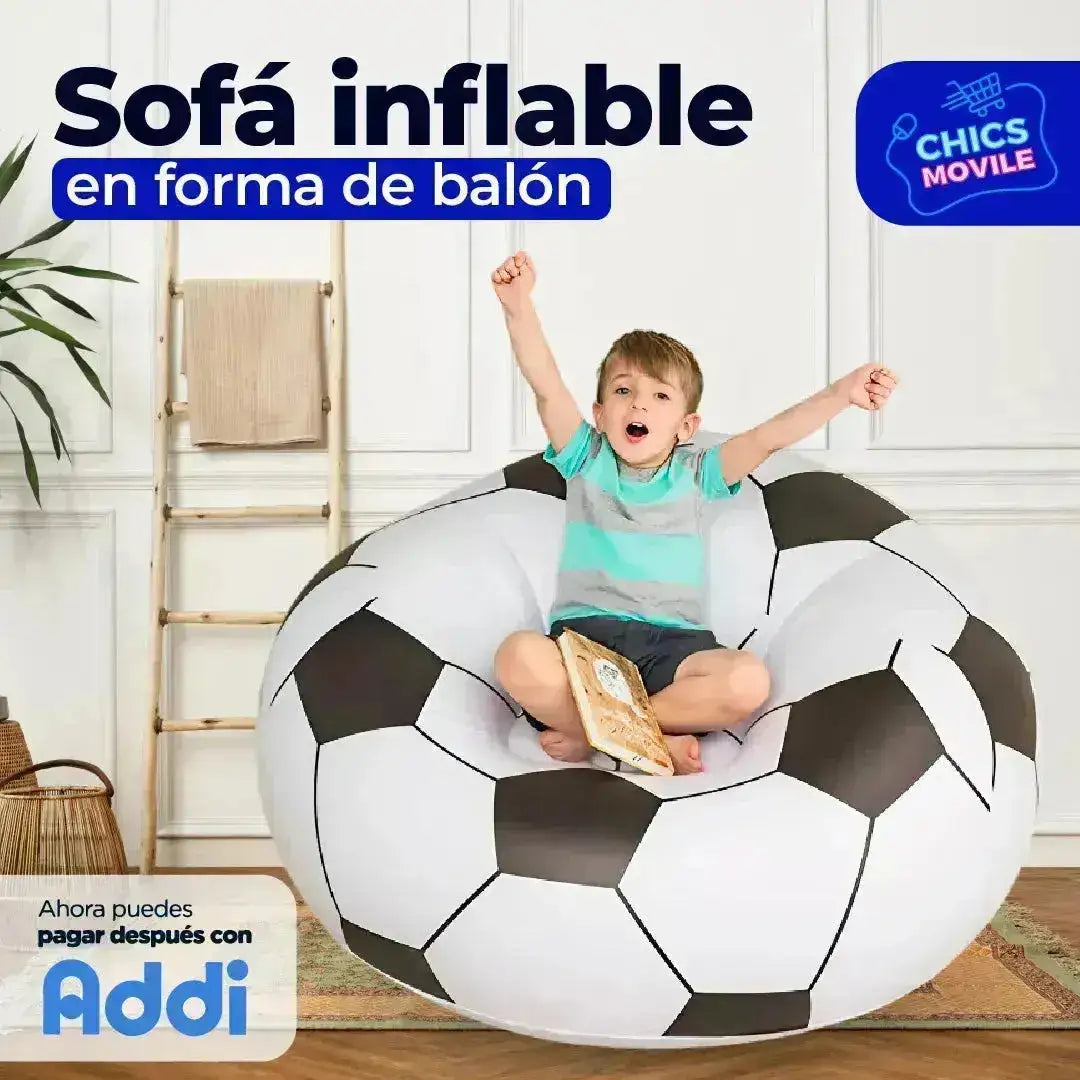 Sillón Inflable Puff Pelota Football Intex Color Blanco ⚽🤾🏻 - Chics Movile