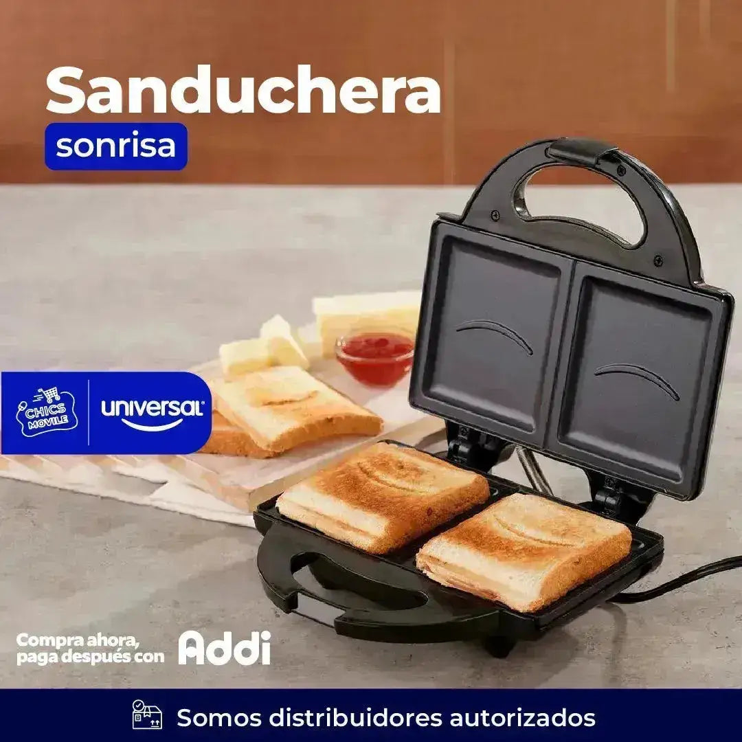 Sanduchera Universal 2 Puestos Aliada Antiadherente Color Negro 110V - Chics Movile
