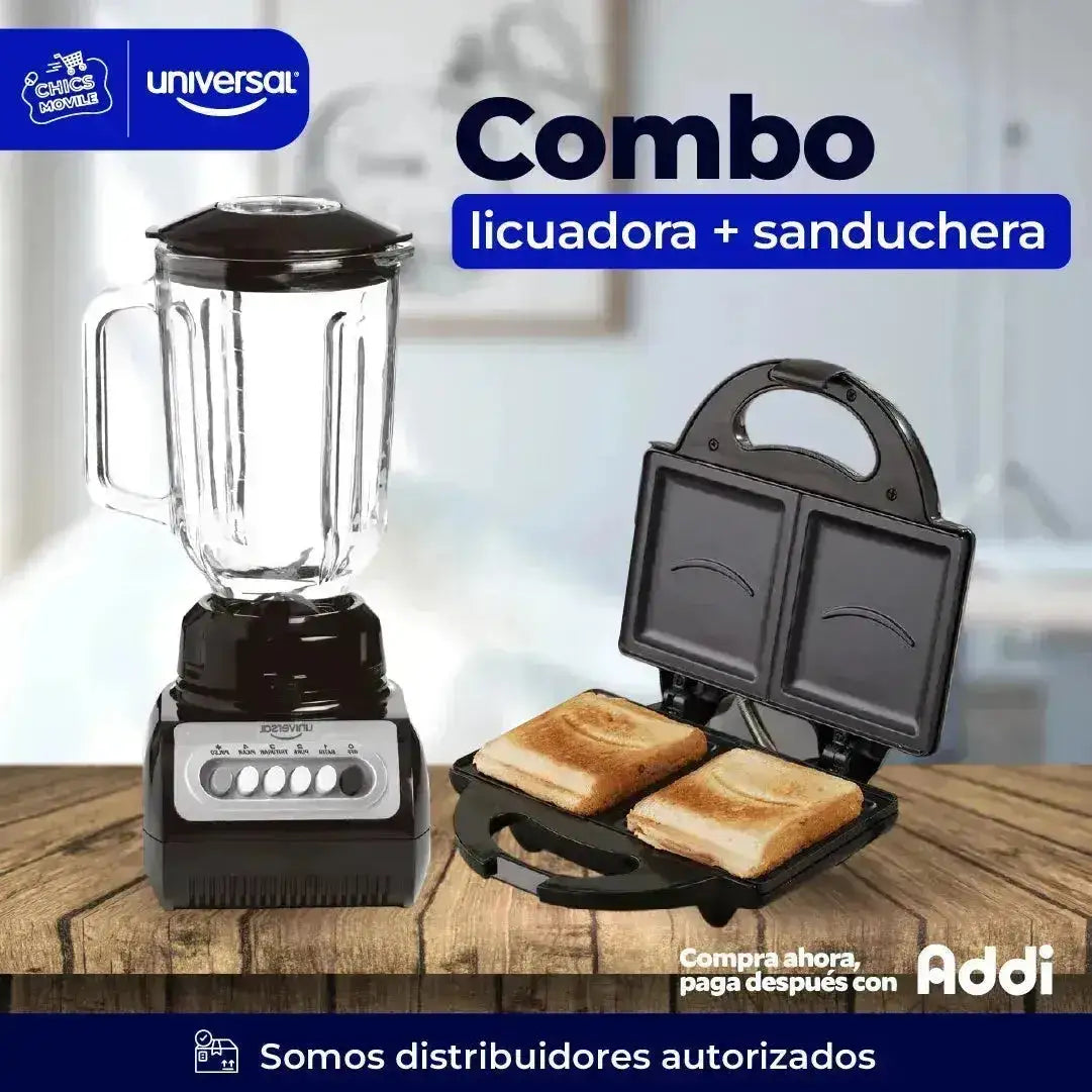 Combo UNIVERSAL Licuadora Vaso Vidrio + Sanduchera 🍲🏠 - Chics Movile