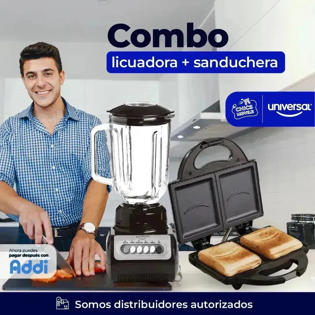 Combo UNIVERSAL Licuadora Vaso Vidrio + Sanduchera 🍲🏠 - Chics Movile