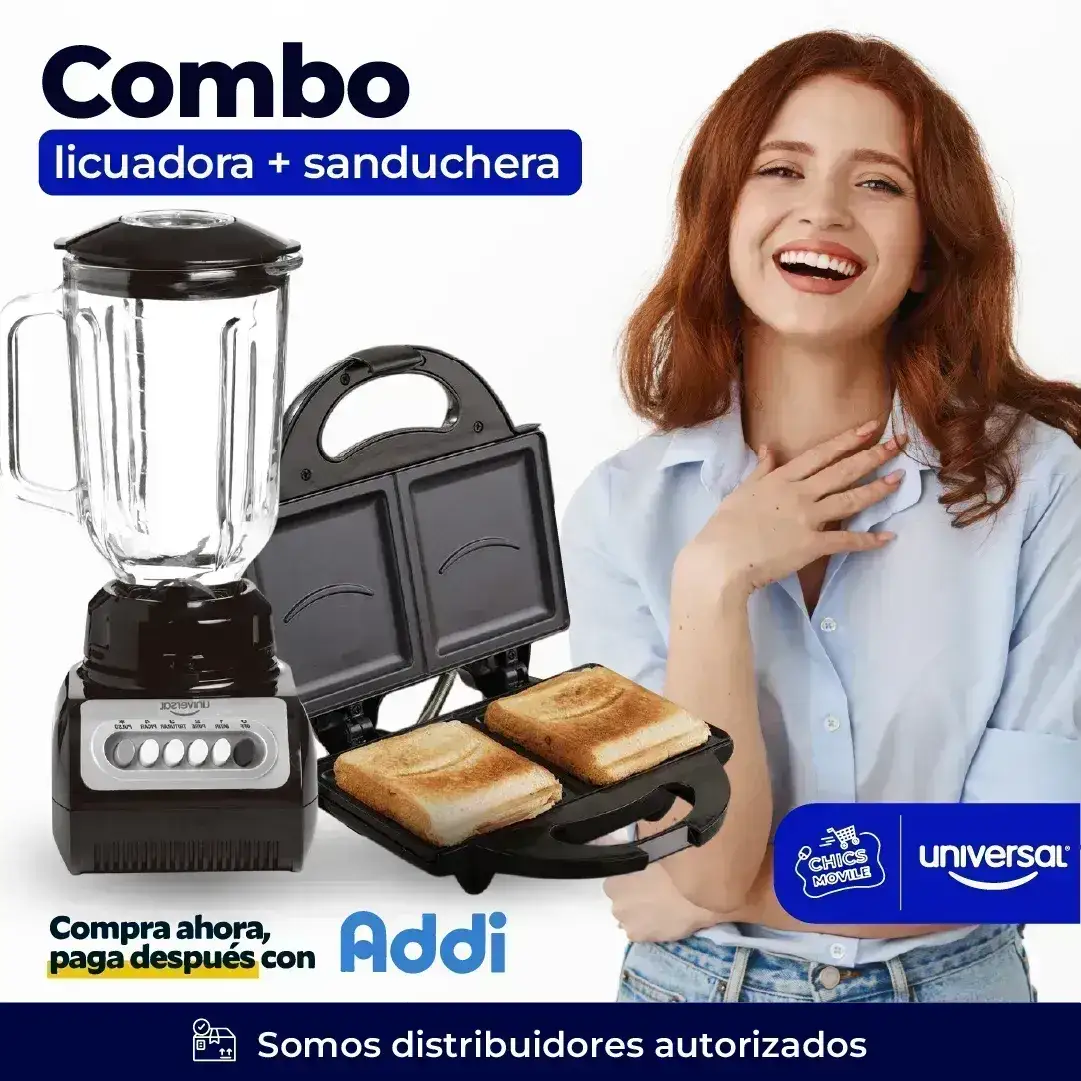 Combo UNIVERSAL Licuadora Vaso Vidrio + Sanduchera 🍲🏠 - Chics Movile