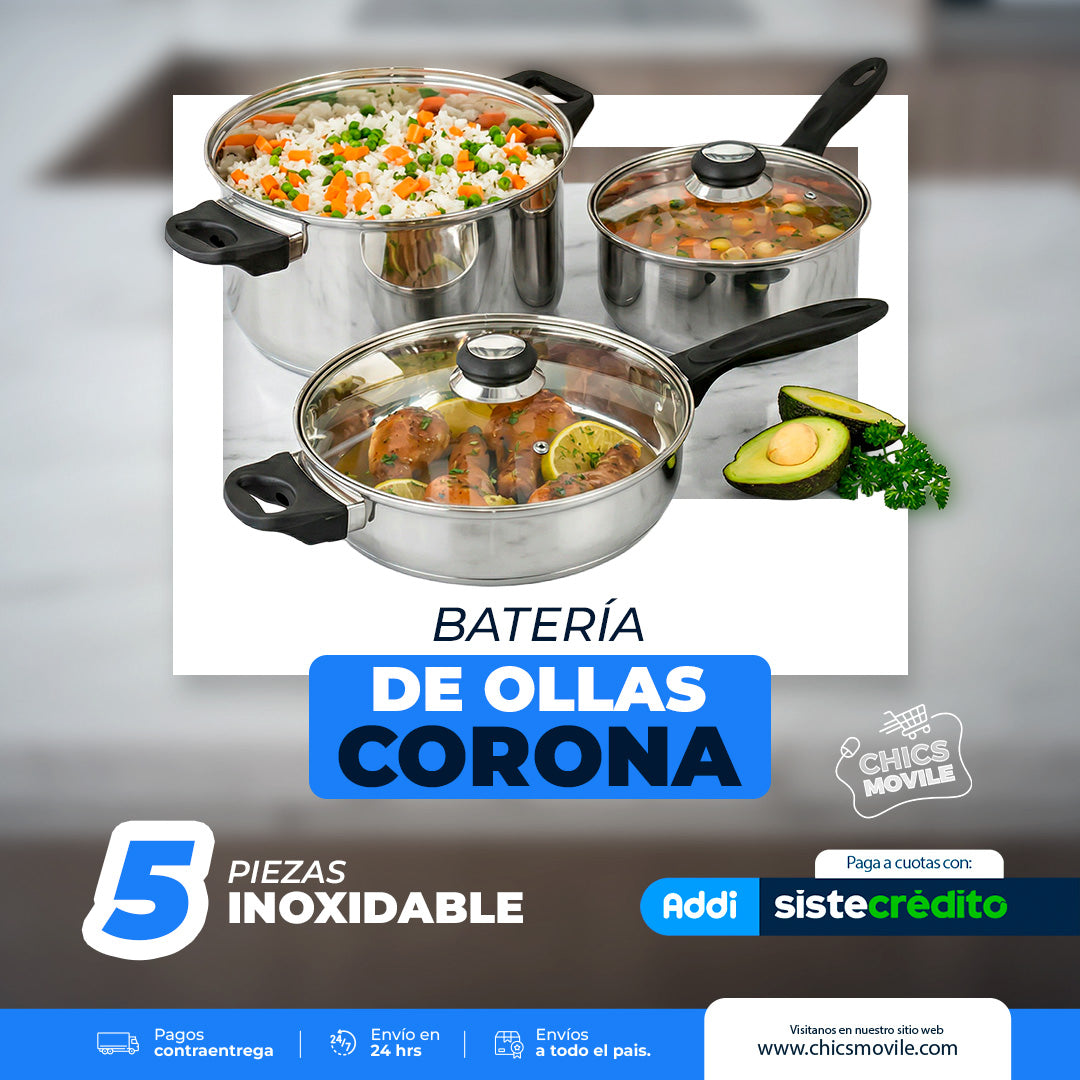 Batería de ollas por 5 Piezas Corona