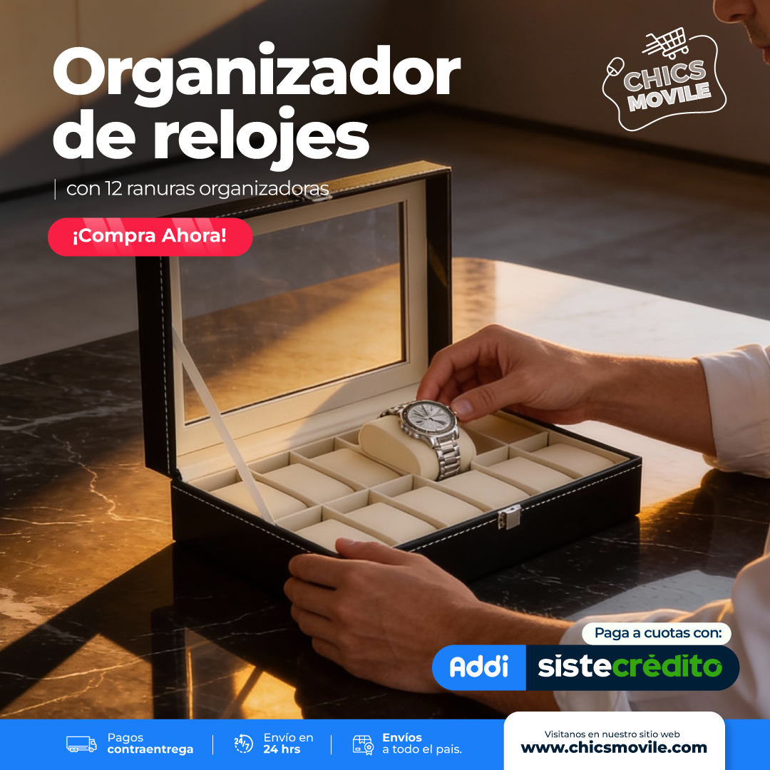 Organizador de joyas con cojines extraíbles 12 Relojes, vidrio enmarcado y cierre seguro para almacenamiento de joyas de relojes