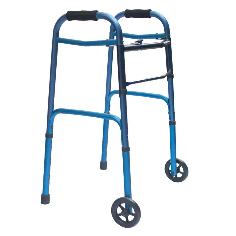 Caminador Con Ruedas de 5" En Aluminio Color Azul Konfort Plus