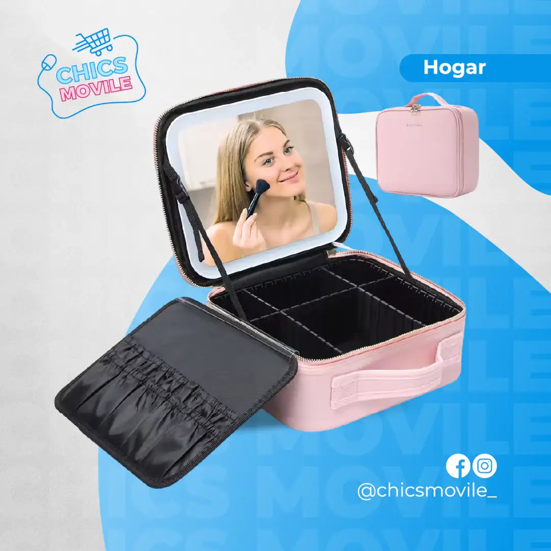 Estuche de Maquillaje con Espejo y Luz LED