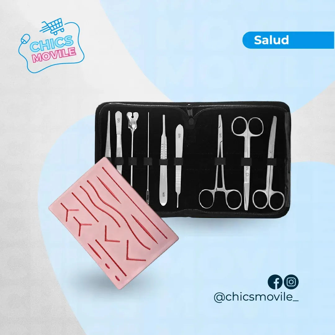 Kit de disección 9 piezas + pad de suturas - Chics Movile