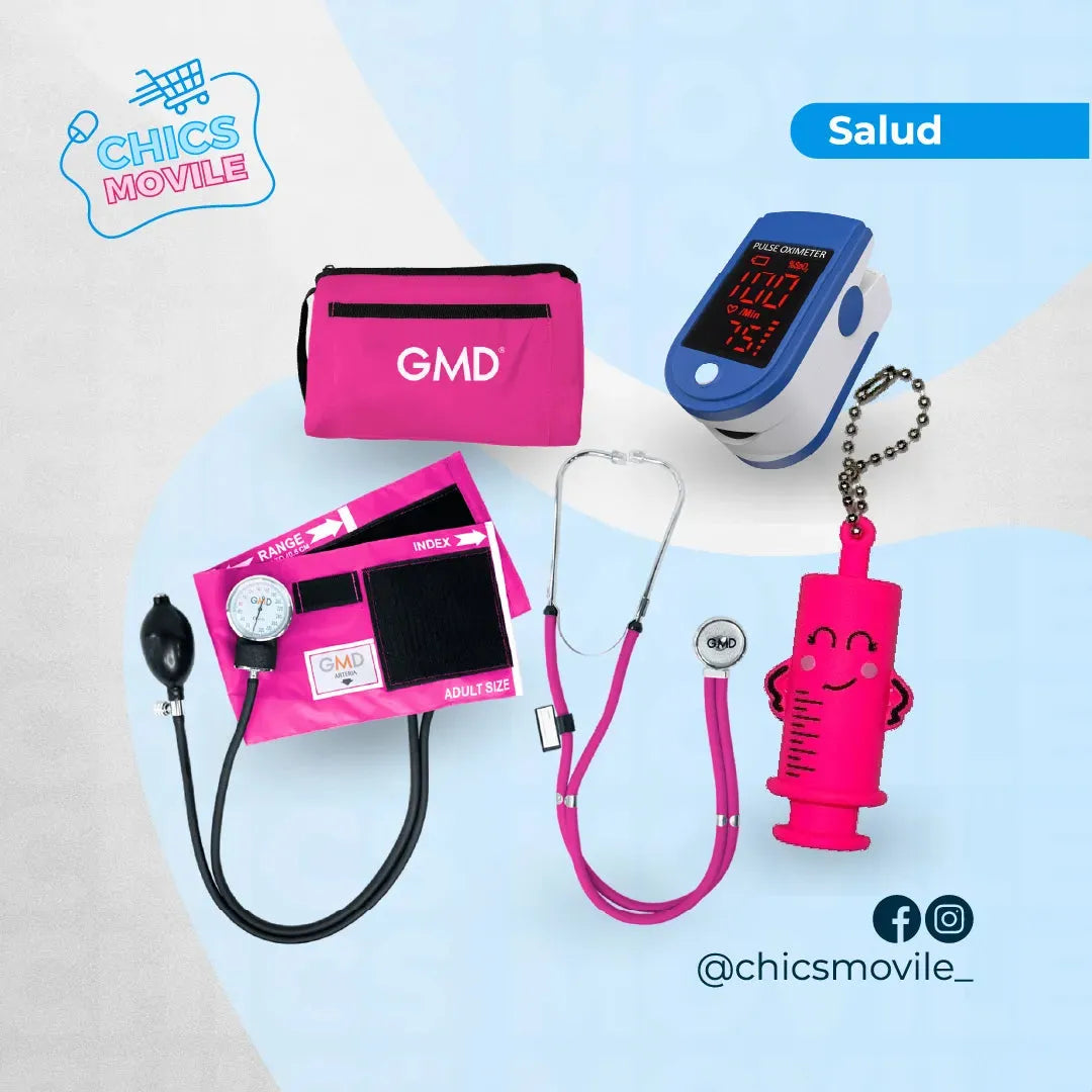 Kit Esencial de Enfermeria: Tensiometro Manual + Fonendoscopio + Oximetro + Rompe Ampollas 💊⚕️ - Chics Movile