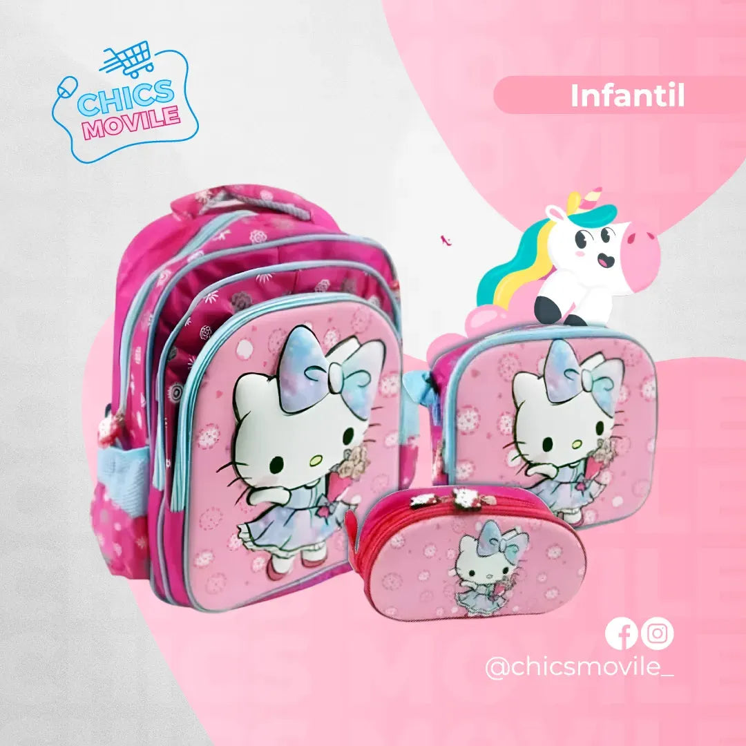 Kit Escolar: Maleta + Cartuchera + Lonchera 🎒 - Chics Movile