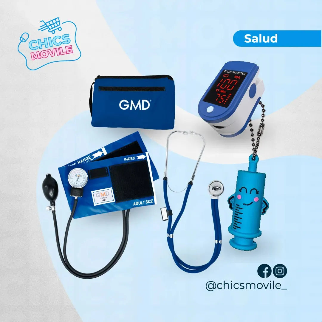 Kit Esencial de Enfermeria: Tensiometro Manual + Fonendoscopio + Oximetro + Rompe Ampollas 💊⚕️ - Chics Movile