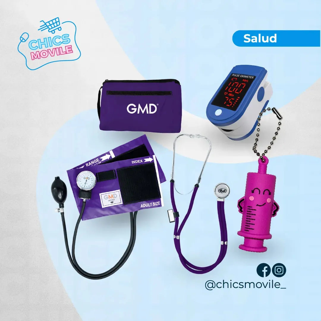 Kit Esencial de Enfermeria: Tensiometro Manual + Fonendoscopio + Oximetro + Rompe Ampollas 💊⚕️ - Chics Movile