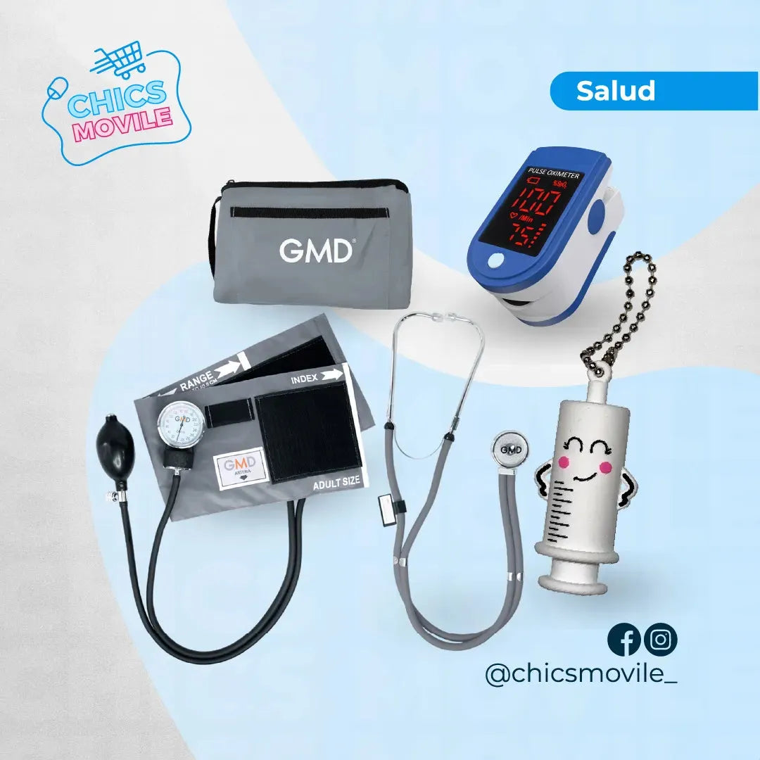 Kit Esencial de Enfermeria: Tensiometro Manual + Fonendoscopio + Oximetro + Rompe Ampollas 💊⚕️ - Chics Movile