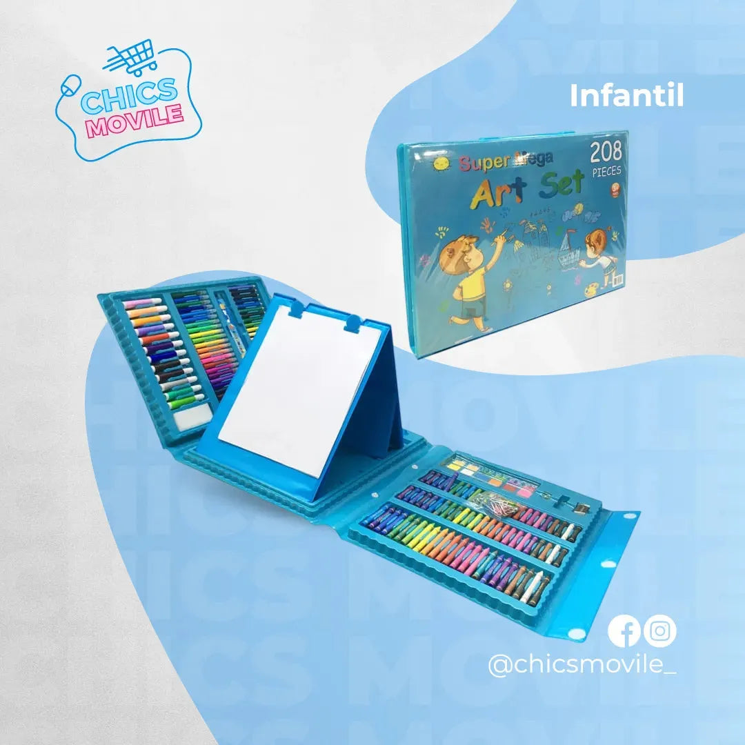Set De Arte Maleta 208 Piezas Para Niños Creatividad Dibujo 🎨🖼️ - Chics Movile
