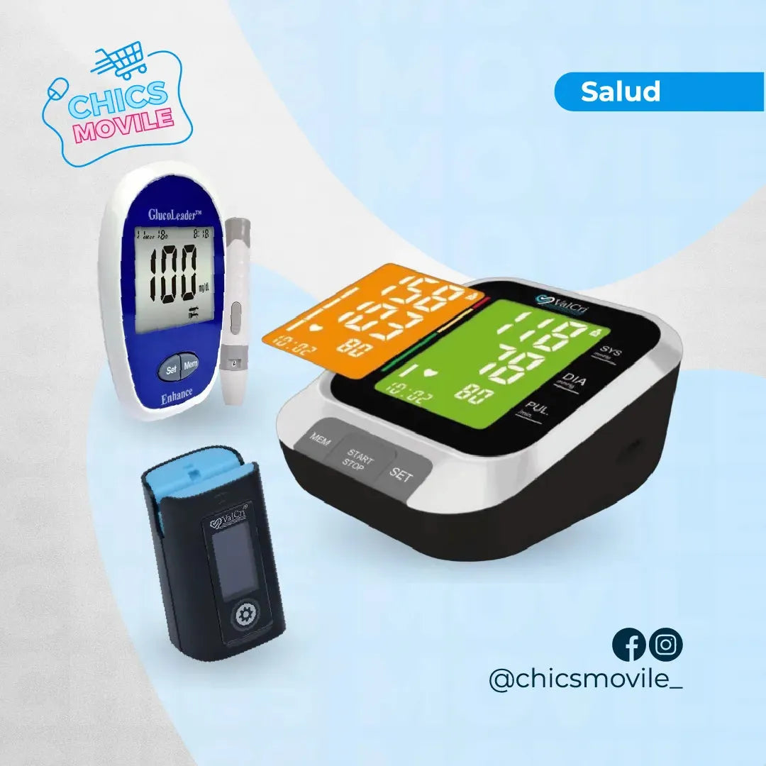 Tensiómetro Digital De brazo Valcri Modelo B25 con altavoz + Oximetro Valcri + Glucometro - Chics Movile