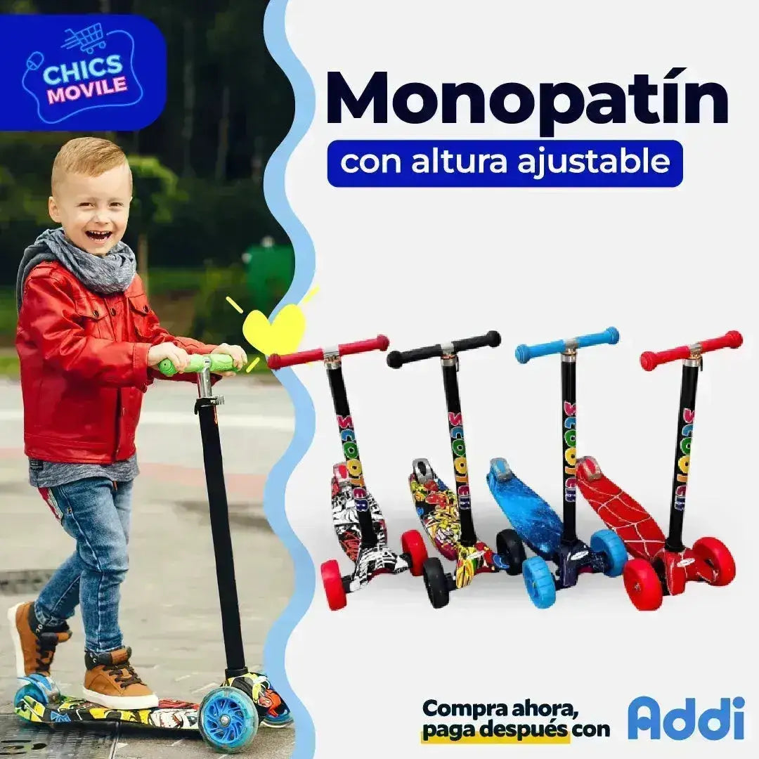 Scooter Monopatín Con Altura Ajustable ⛸️👦🏻 - Chics Movile