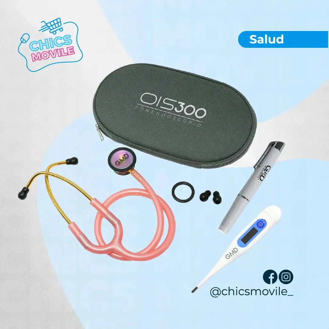 Kit esencial de veterinaria Fonendoscopio OIS 300 + Termómetro digital + Linterna de diagnóstico - Chics Movile