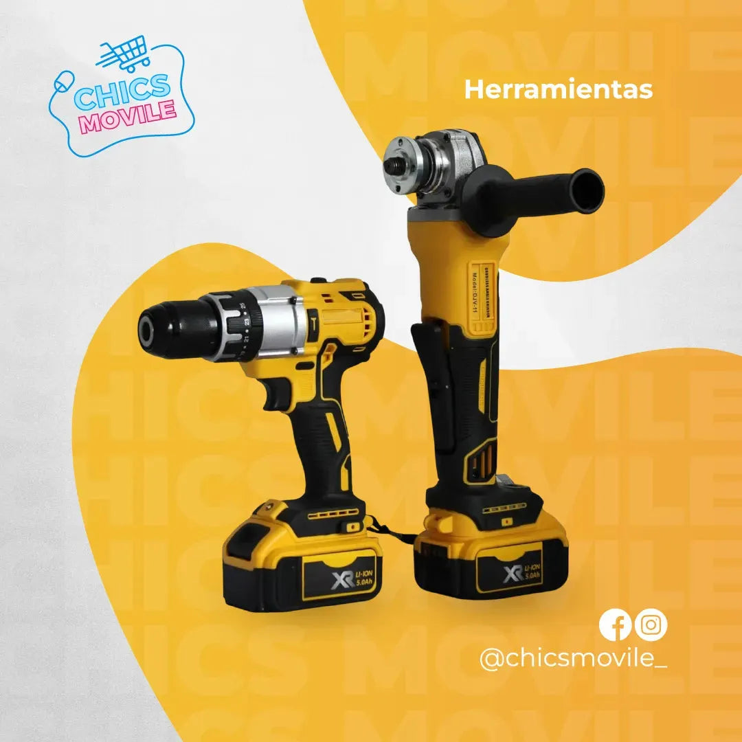 Combo Taladro Atornillador Inalámbrico 24V Doble Bateria 25 Accesorios + Pulidora inalambrica 21 V Doble Bateria 👷 - Chics Movile
