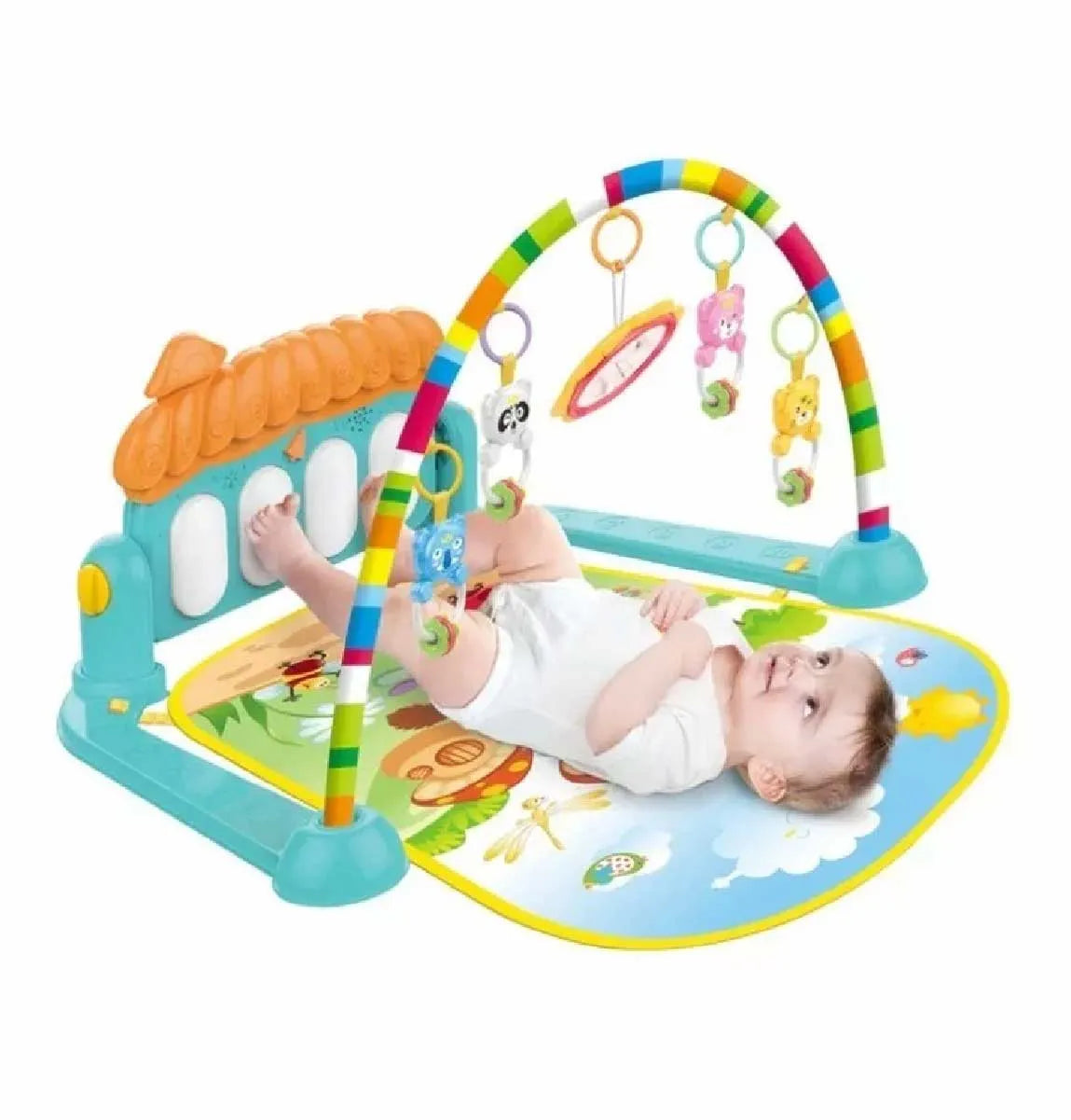 Gimnasio Para Bebé Con Piano Musical + Juego Tapete Didáctico - Chics Movile