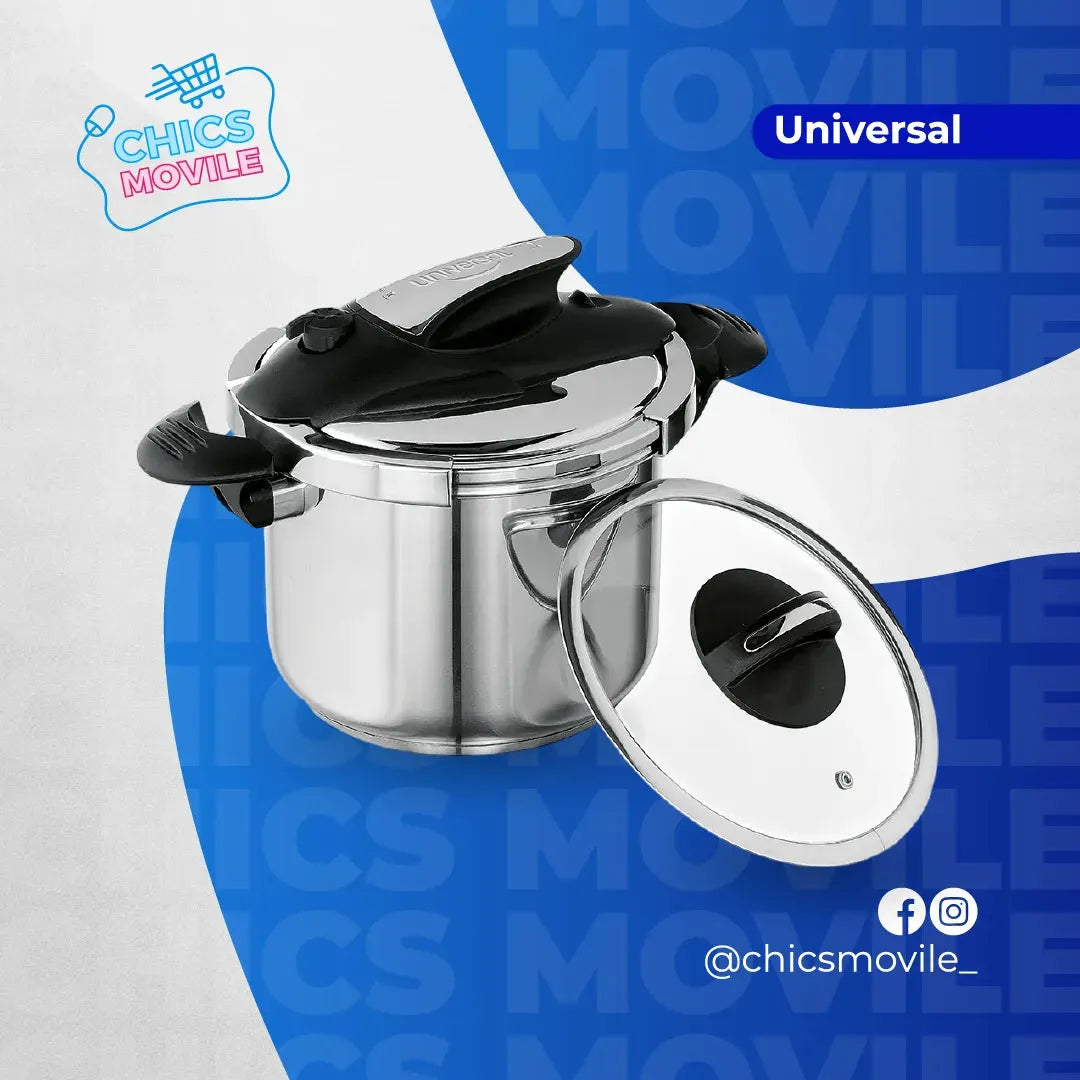 Olla A Presión Abre Fácil Color Plateado Universal + Caldero Sabrosura 🍲👨🍳 - Chics Movile