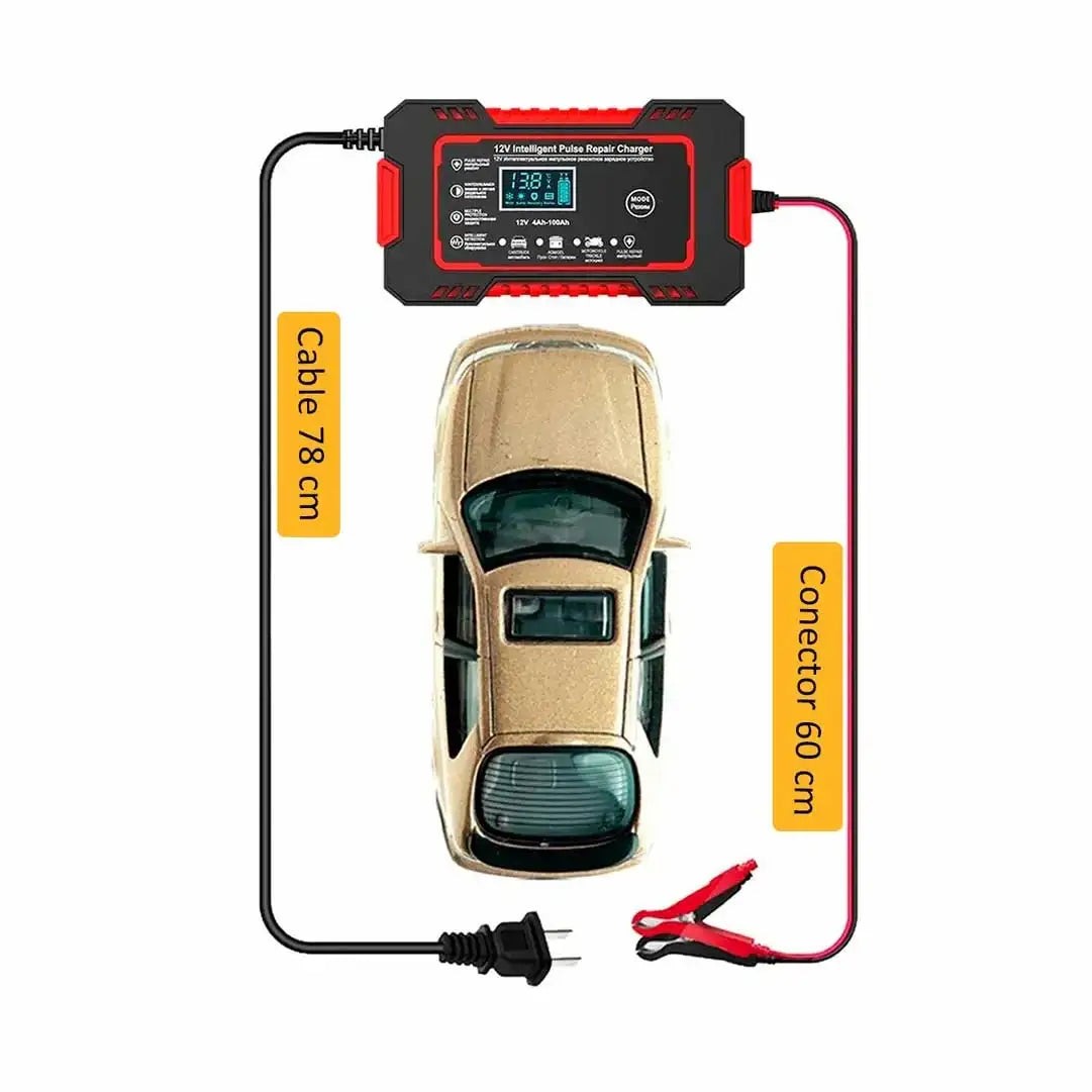 Cargador Automático para Baterías de 12V con Pantalla LCD