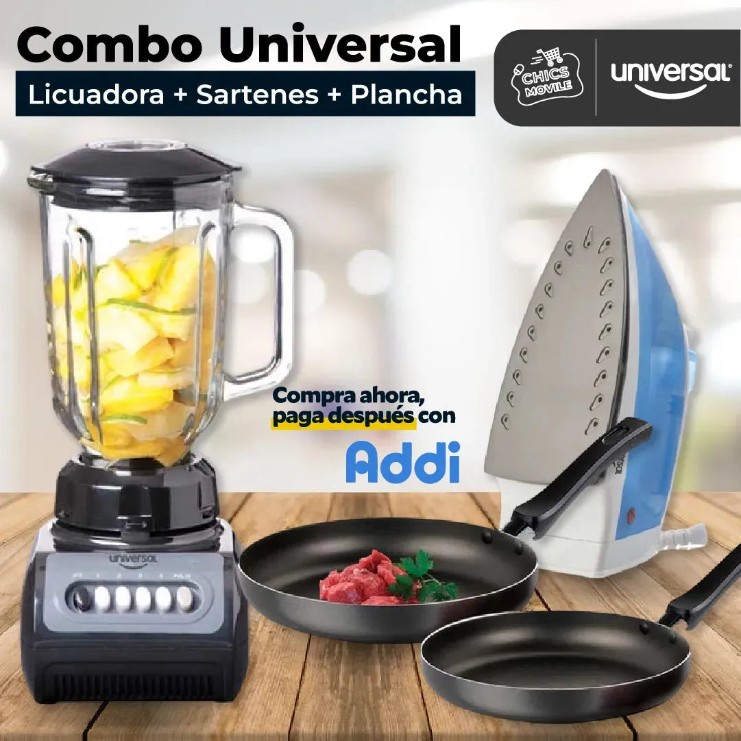 Combo UNIVERSAL Licuadora + Plancha + Set x 2 Sartenes 🍳✅ - Chics Movile