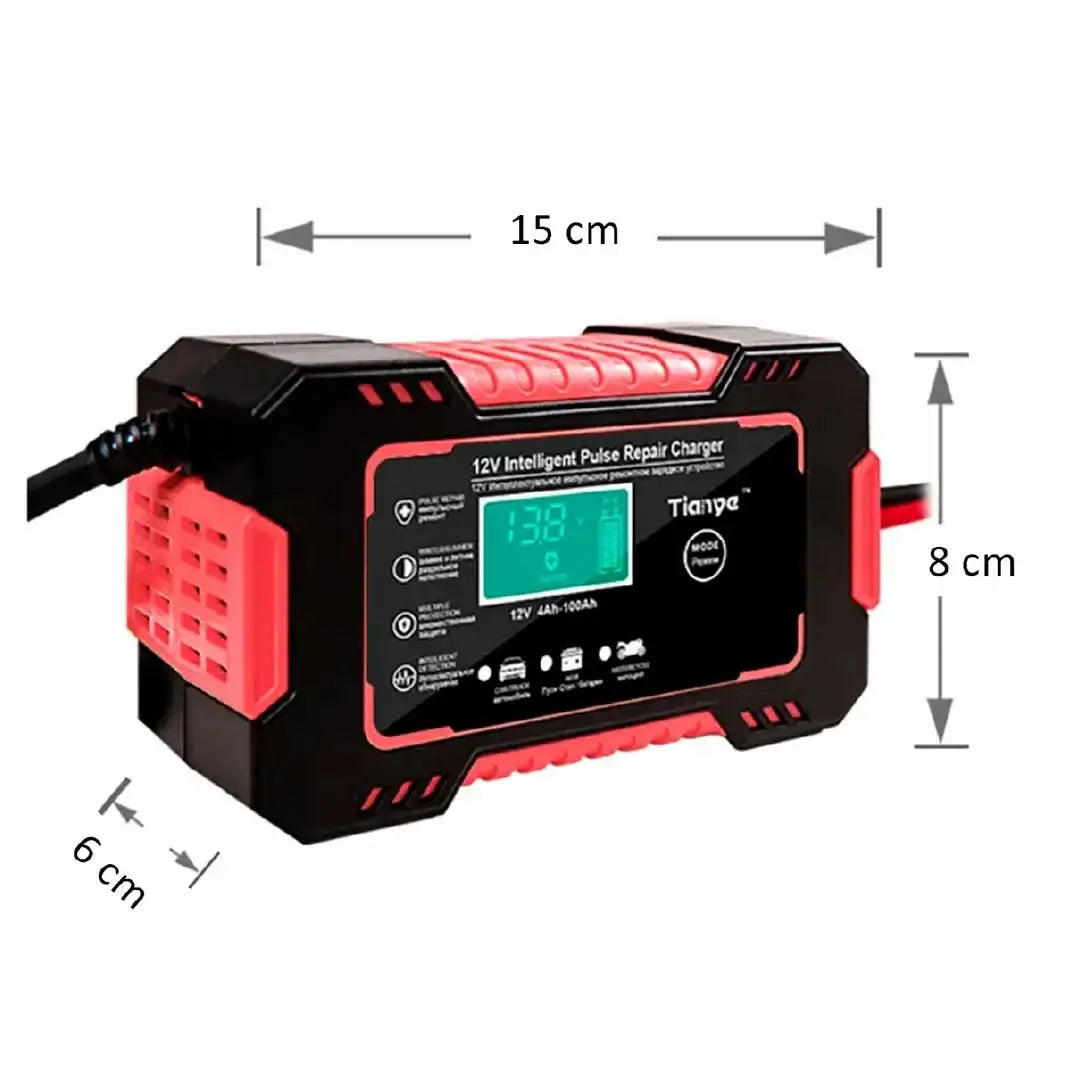 Cargador Automático para Baterías de 12V con Pantalla LCD