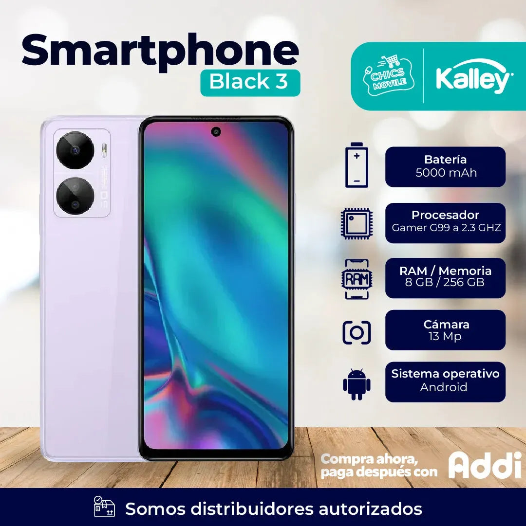 Celular KALLEY Black 3 256GB Morado - Chics Movile