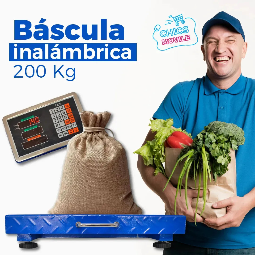 Balanza Báscula Inalámbrica 200kg En Alfajor Recargable Icm Color Azul acero 110V/220V 🥑⚖️♎ - Chics Movile