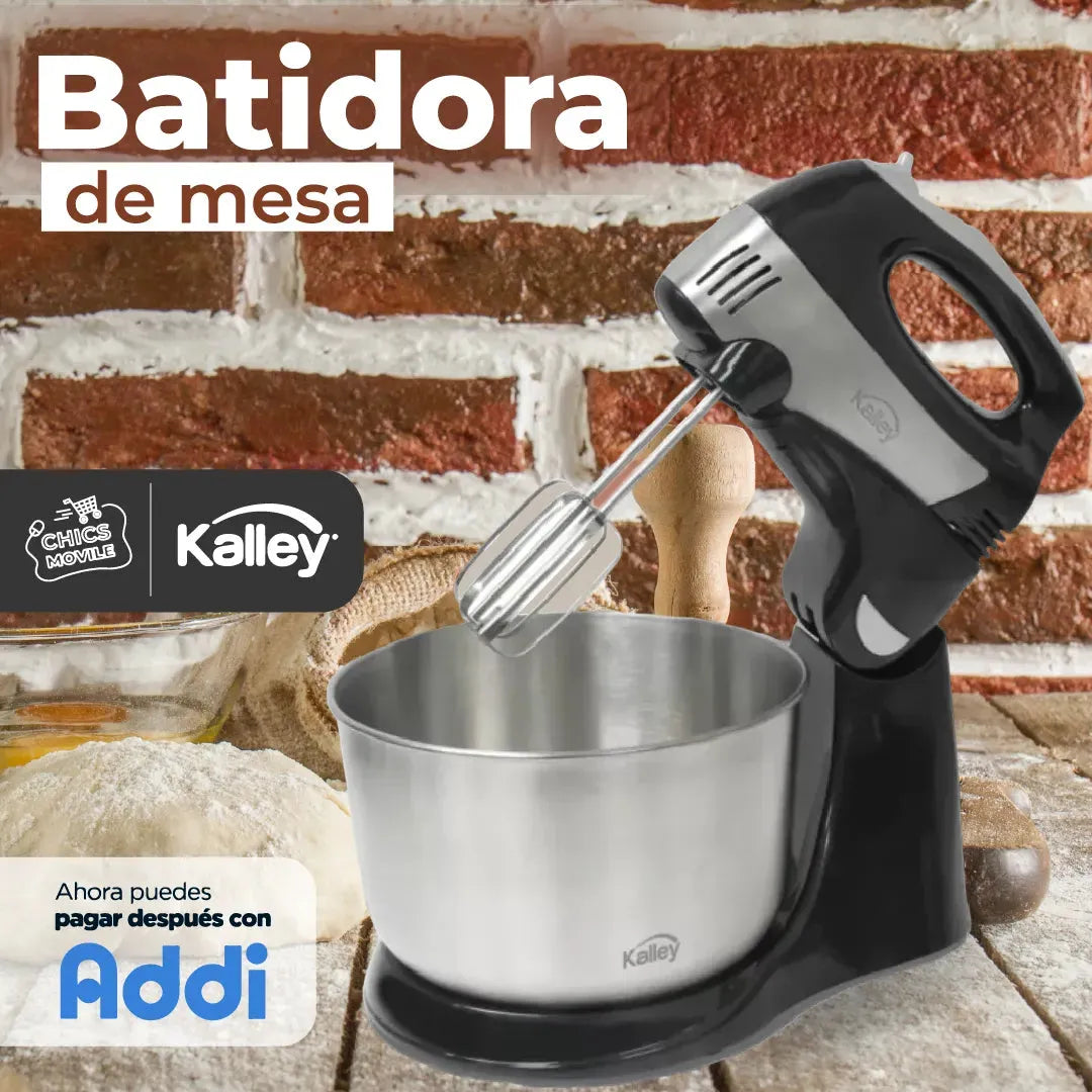Batidora Mesa KALLEY K-mbme300 Color Negro/Plateado 110V - 120V 🍮🍩🍨👨🏻🍳 - Chics Movile