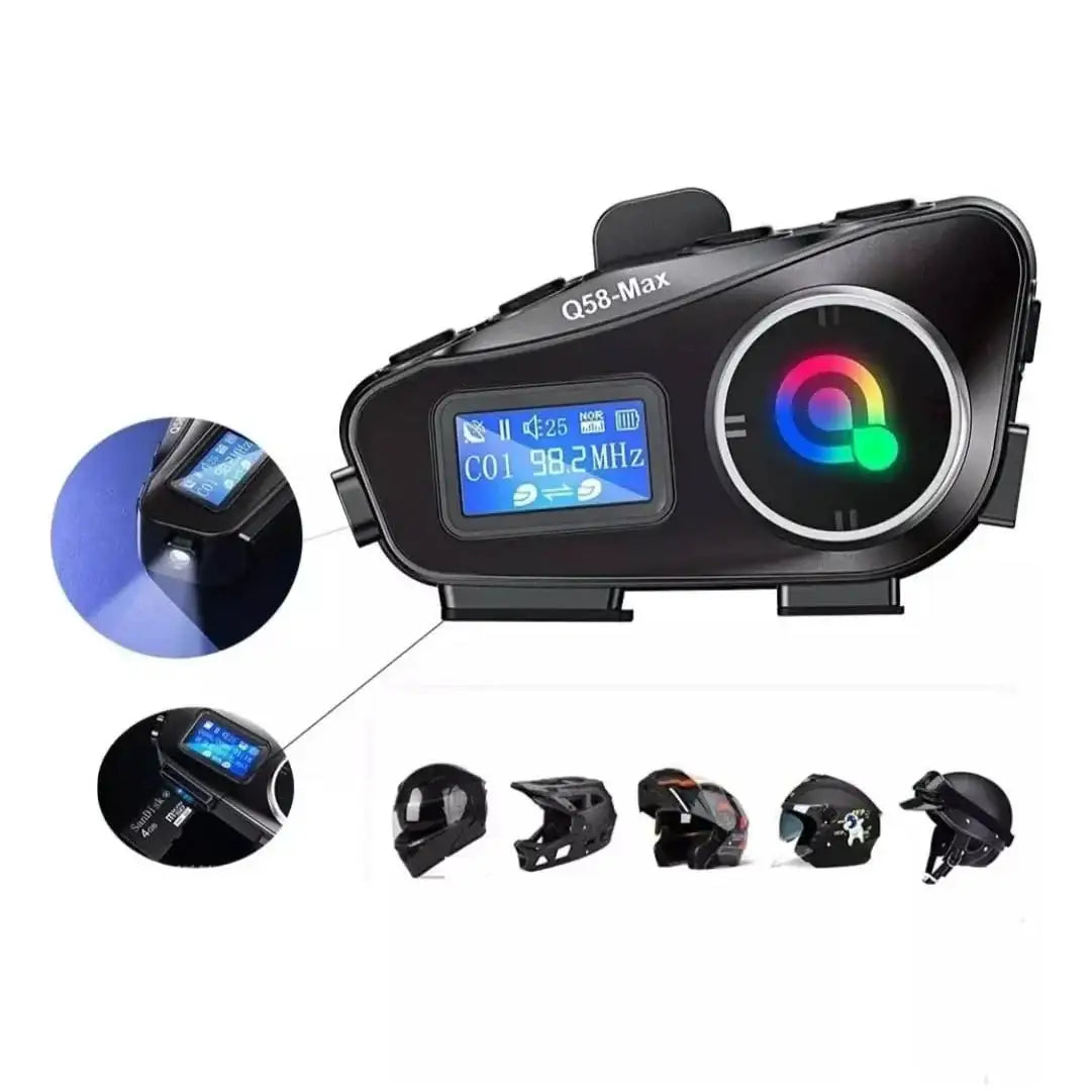 Intercomunicador Bluetooth para Motocicleta con Pantalla LCD
