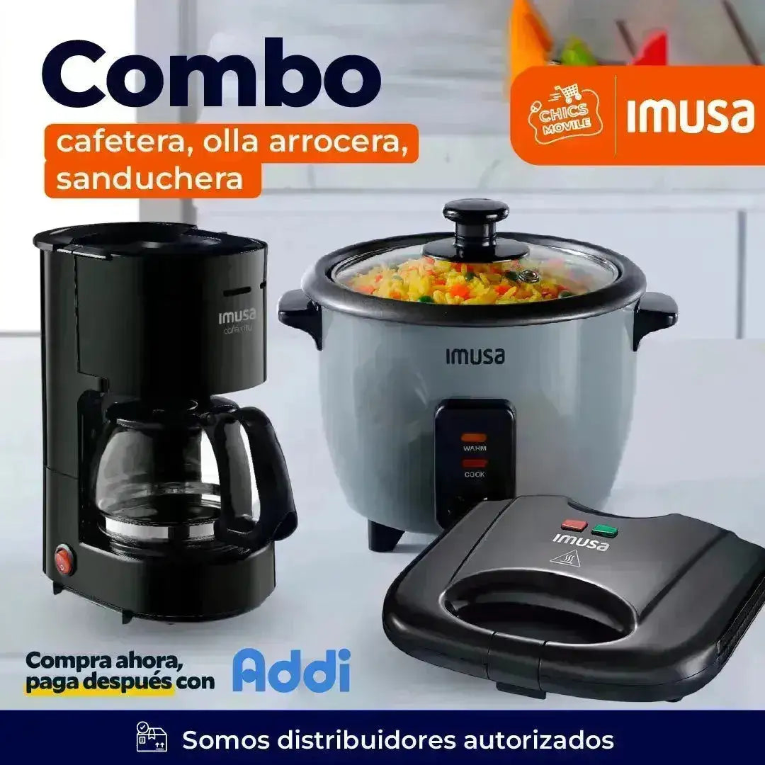Combo IMUSA Olla Arrocera 5tz + Sanduchera + Cafetera 6tz ☕🍲 - Chics Movile
