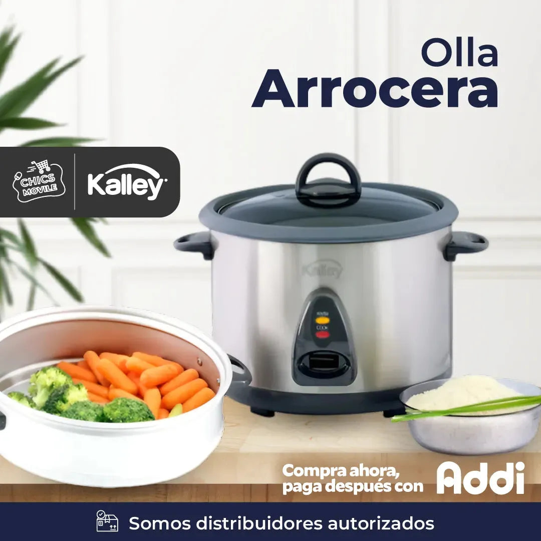 Olla Arrocera KALLEY 10 Tazas Con Vaporera Plateado ✅🍲 - Chics Movile