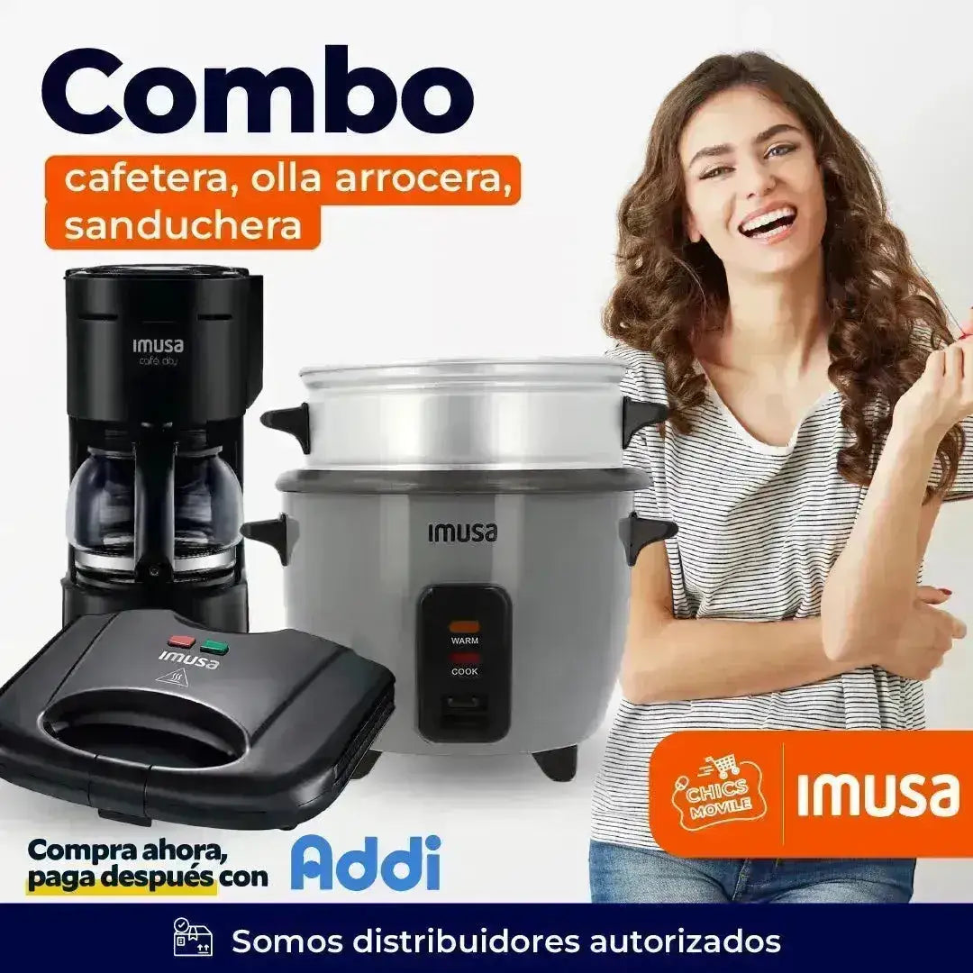 Combo IMUSA Olla Arrocera 5tz + Sanduchera + Cafetera 6tz ☕🍲 - Chics Movile