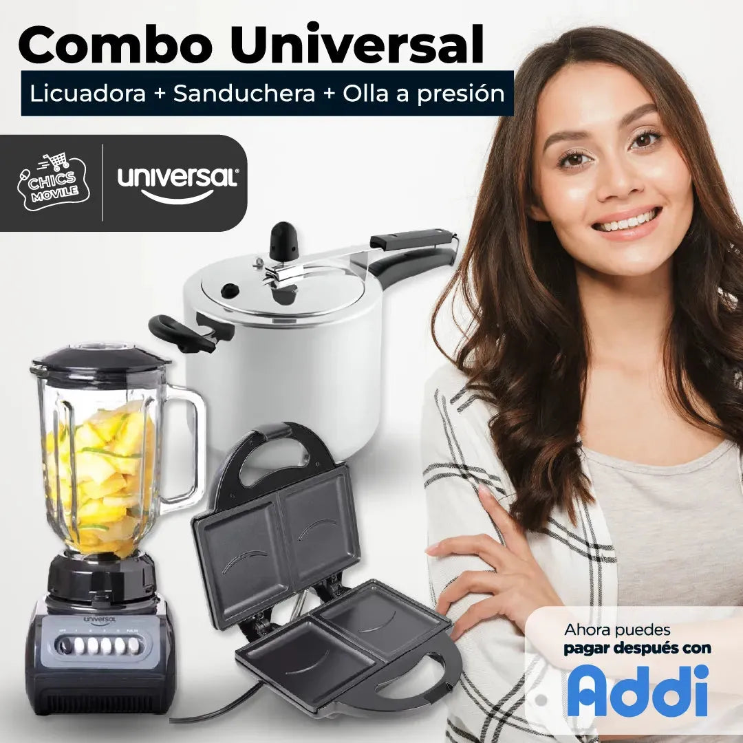 Combo UNIVERSAL Licuadora + Sanduchera + Olla Presión 6 Litros 🍲🏠 - Chics Movile