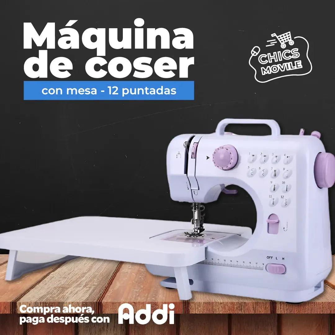 Máquina De Coser Multifuncional De 12 Puntadas Con Mesa 🧵🎽 - Chics Movile