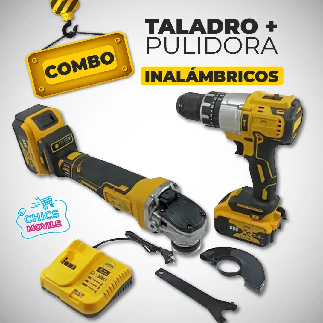 Combo Taladro Atornillador Inalámbrico 24V Doble Bateria 25 Accesorios + Pulidora inalambrica 21 V Doble Bateria 👷 - Chics Movile