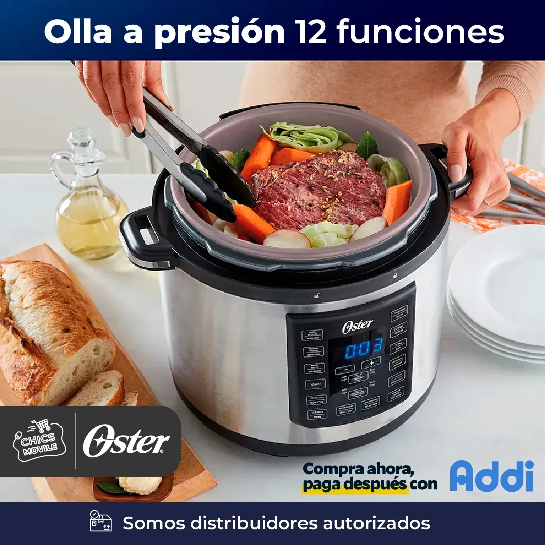 Multi-olla Rápida Oster 5,7 Litros Y 12 Funciones Color Gris 🍲🍗🍖 - Chics Movile