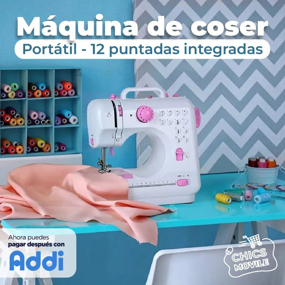 Máquina De Coser Portátil Multifuncional Hogar Color Blanco 110V/220V 👖 - Chics Movile