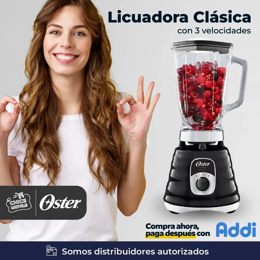 Licuadora Clásica Oster® Cromada Con Perilla Ergonómica De 3 🥭🍹👨🏻🍳 - Chics Movile