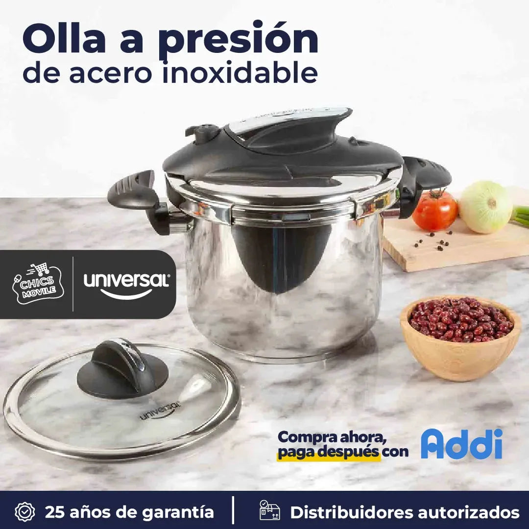Olla A Presión Abre Fácil Color Plateado Universal + Caldero Sabrosura 🍲👨🍳 - Chics Movile