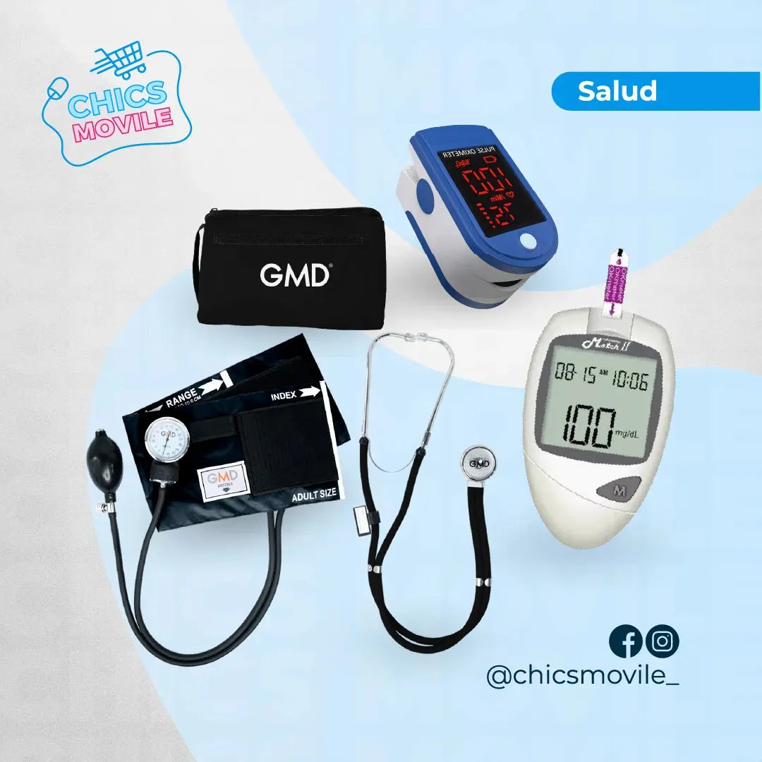 Tensiometro Manual mas Fonendo GMD + Glucometro Match ll + Oximetro - Chics Movile