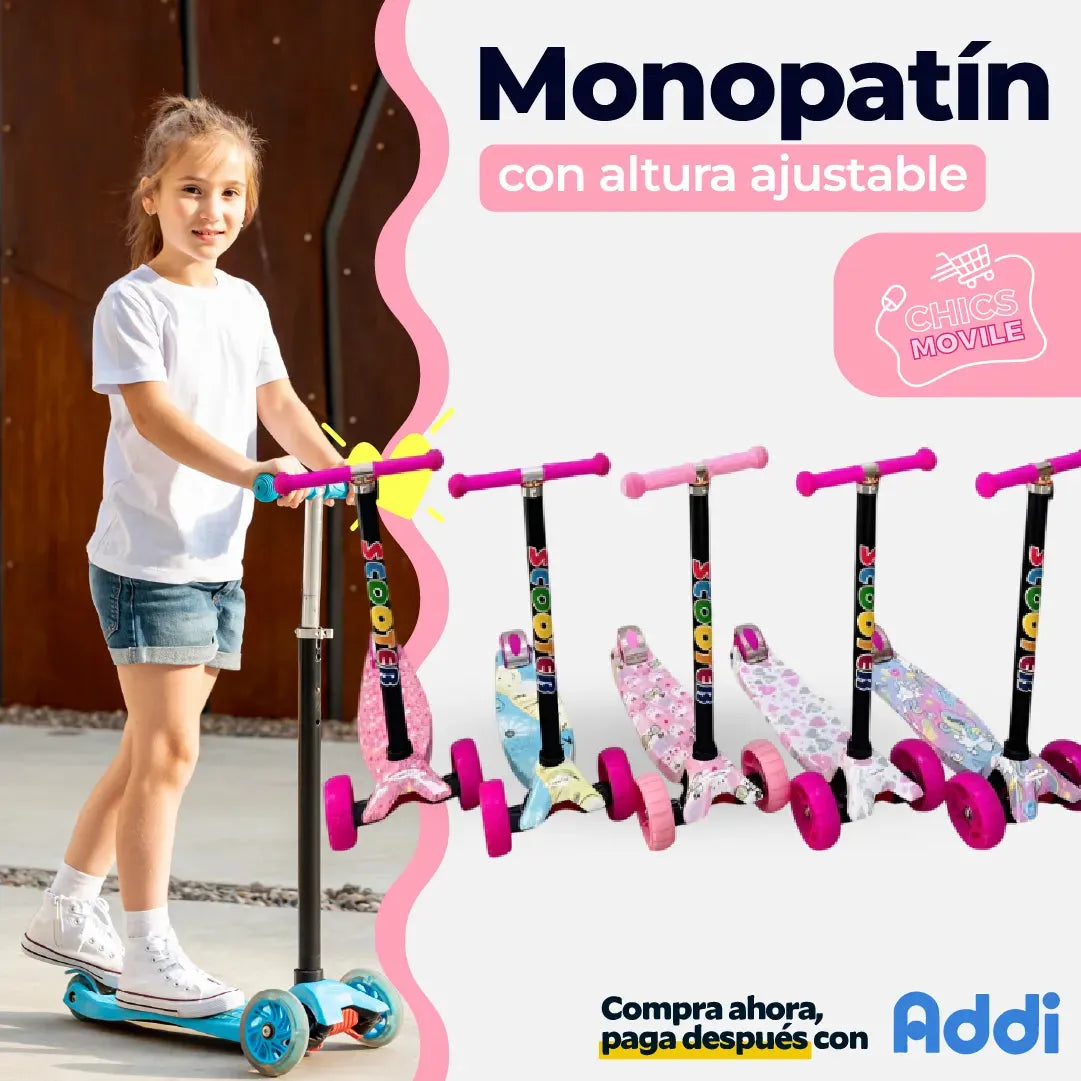 Scooter Monopatín Con Altura Ajustable ⛸️👦🏻 - Chics Movile