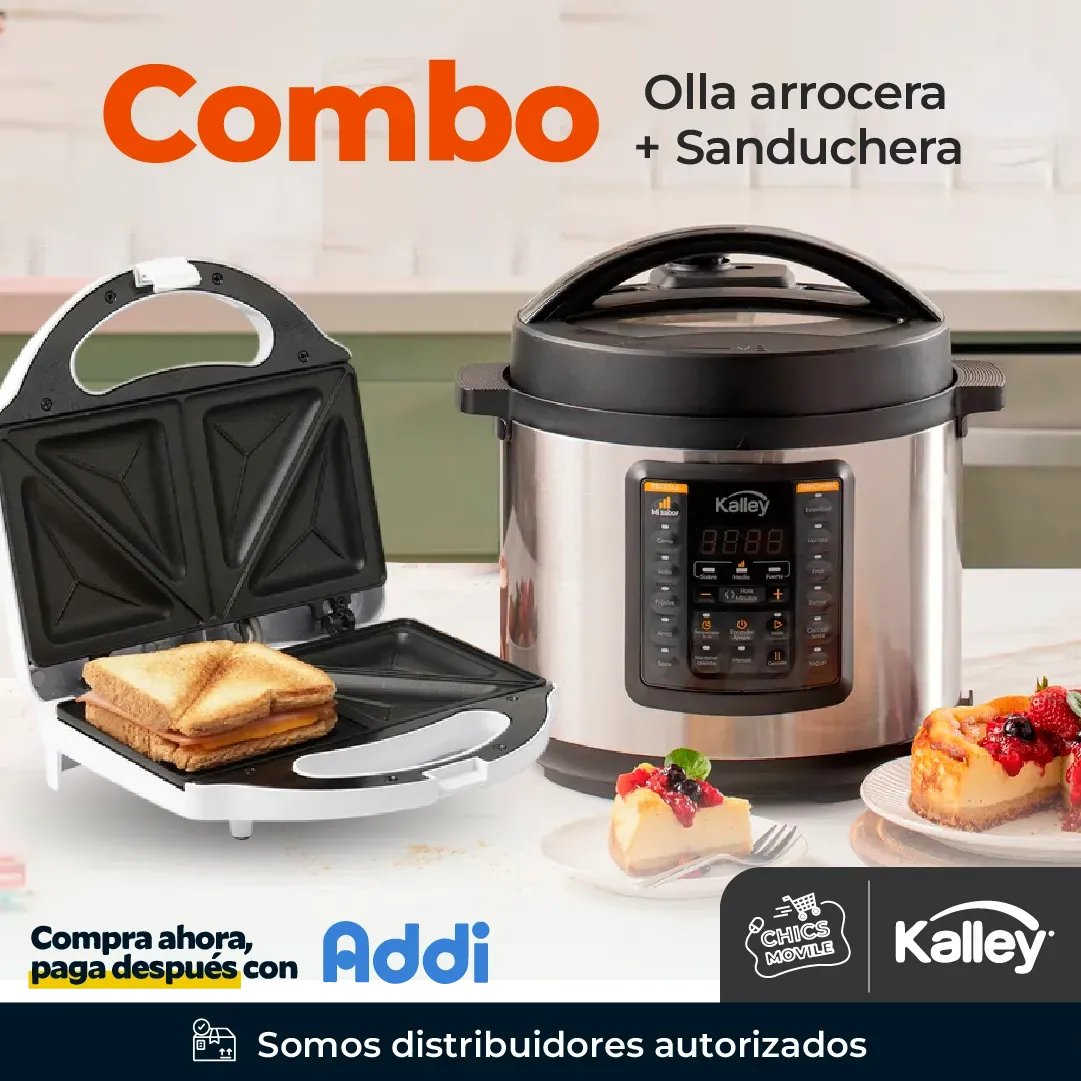 Combo KALLEY Olla Multifuncional 5.5 L+ Sanduchera 🍲🥩🍗 - Chics Movile