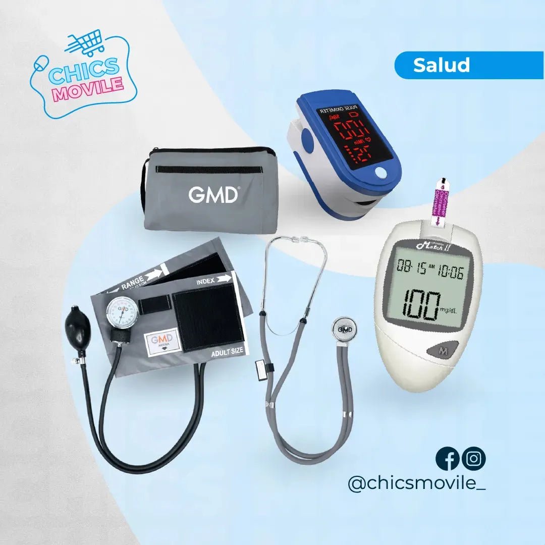 Tensiometro Manual mas Fonendo GMD + Glucometro Match ll + Oximetro - Chics Movile