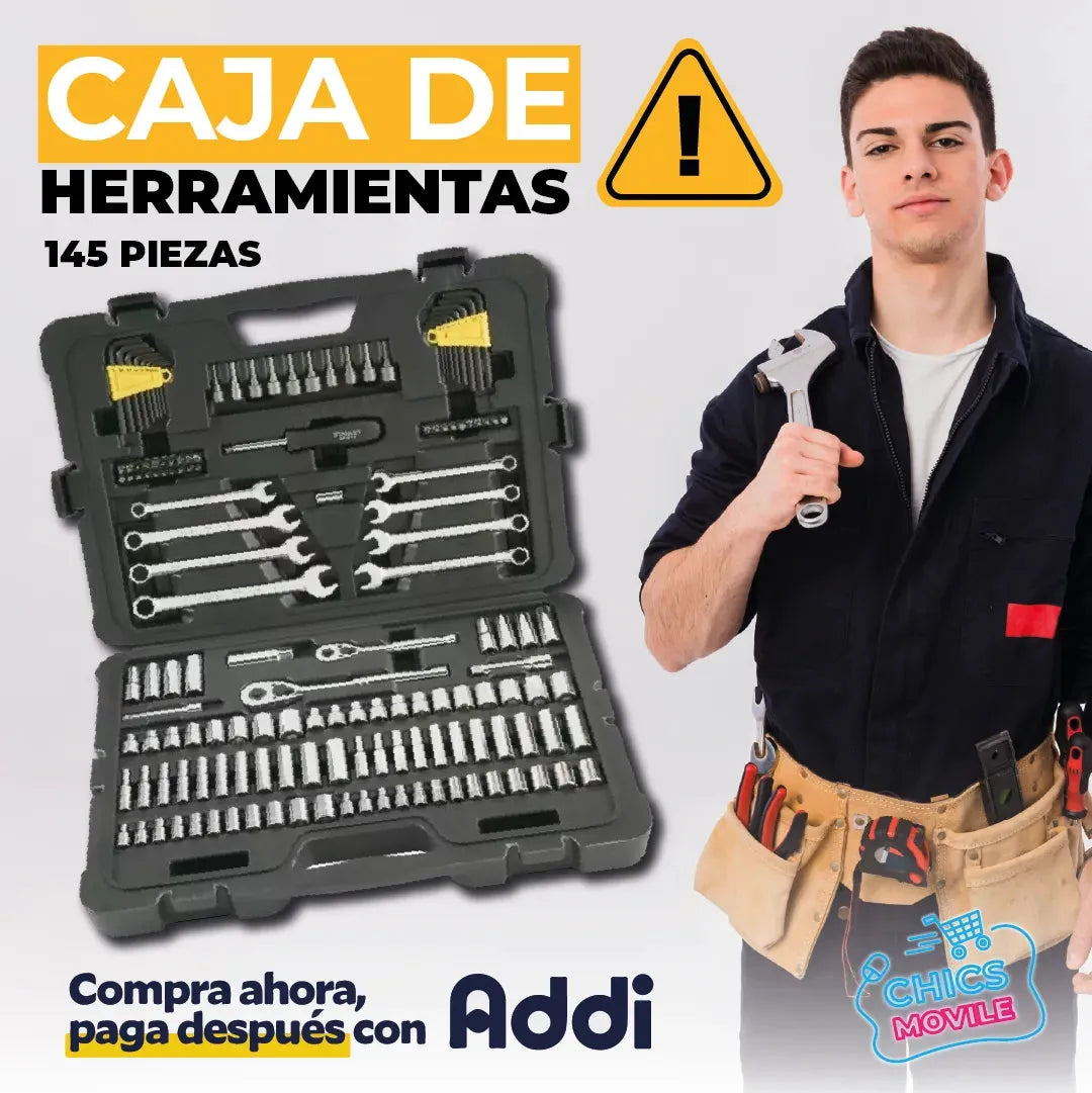 Caja De Herramienta Copas Y Llaves 145 Piezas Profesional Cromado - Chics Movile