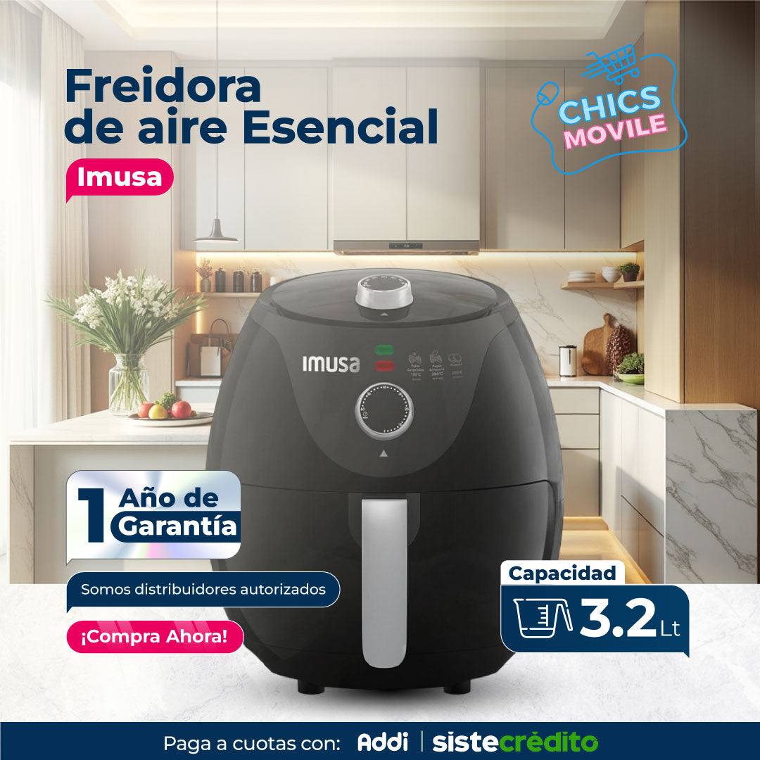 Freidora de Aire IMUSA Airfryer Esencial 3.2L Negra